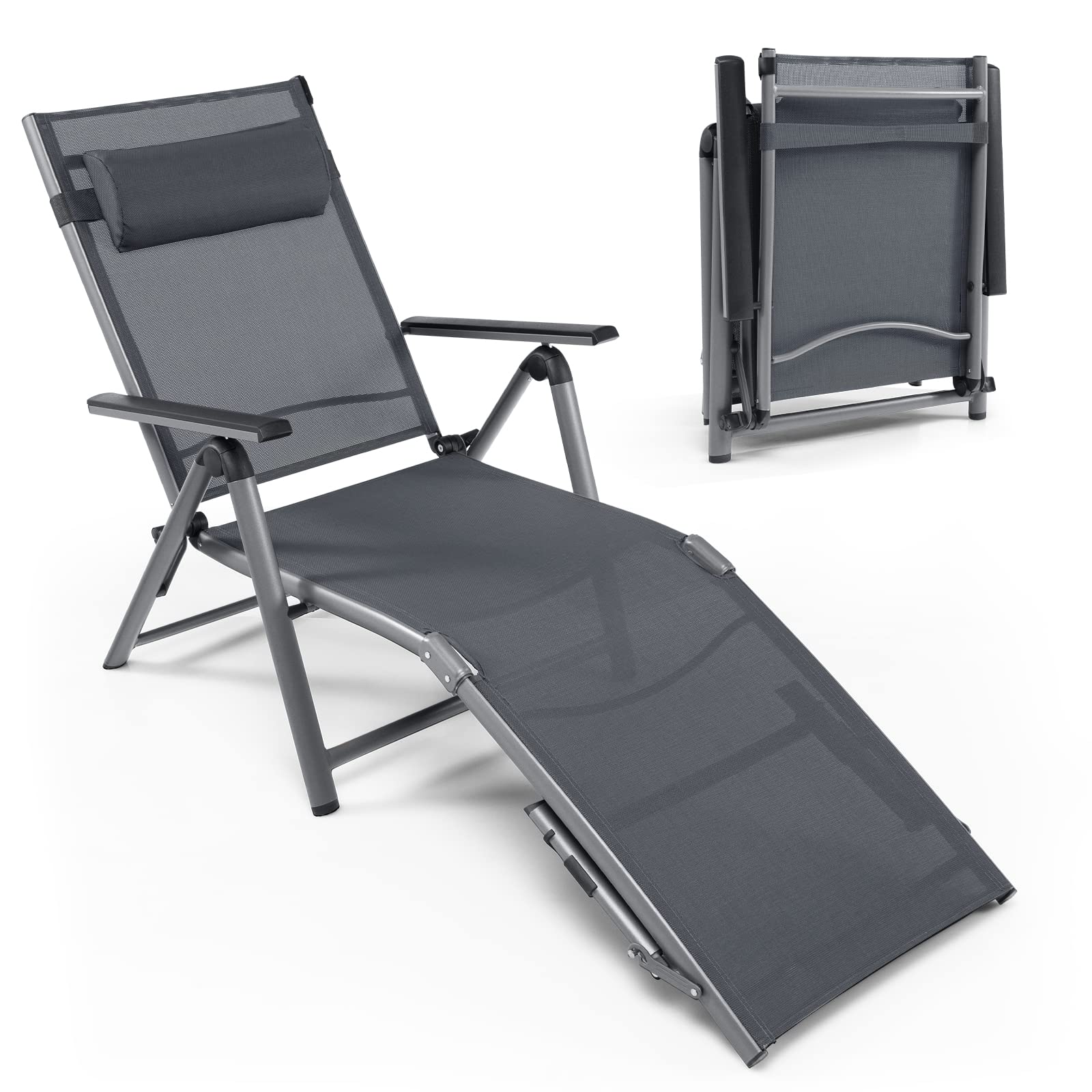 Tangkula Outdoor Aluminum Chaise Lounge Chair